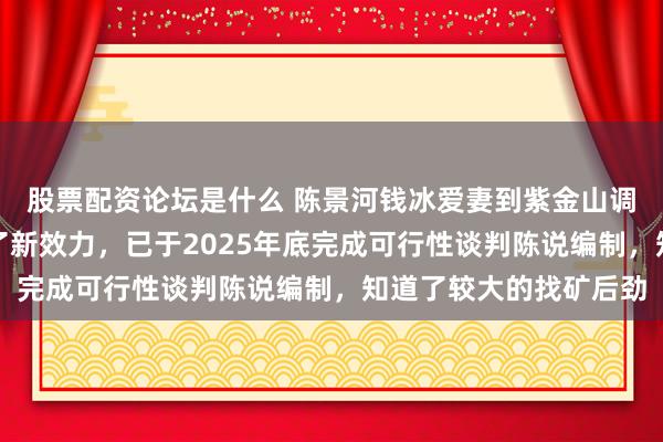 股票配资论坛是什么 陈景河钱冰爱妻到紫金山调研:罗卜岭矿床取得了新效力,已于2025年底完成可行性谈判陈说编制,知道了较大的找矿后劲