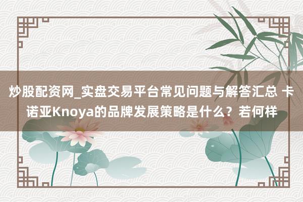 炒股配资网_实盘交易平台常见问题与解答汇总 卡诺亚Knoya的品牌发展策略是什么?若何样