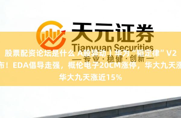 股票配资论坛是什么 A股异动丨华为“韬定律”V2重磅发布！EDA倡导走强，概伦电子20CM涨停，华大九天涨近15%
